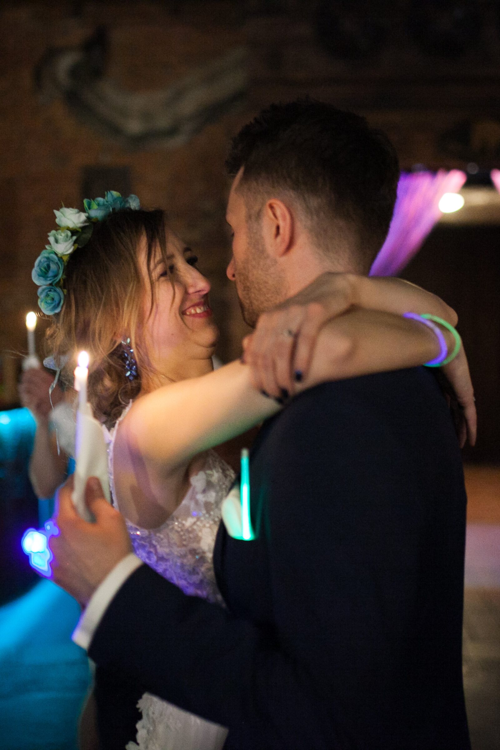 Bride and groom dancing together at their wedding