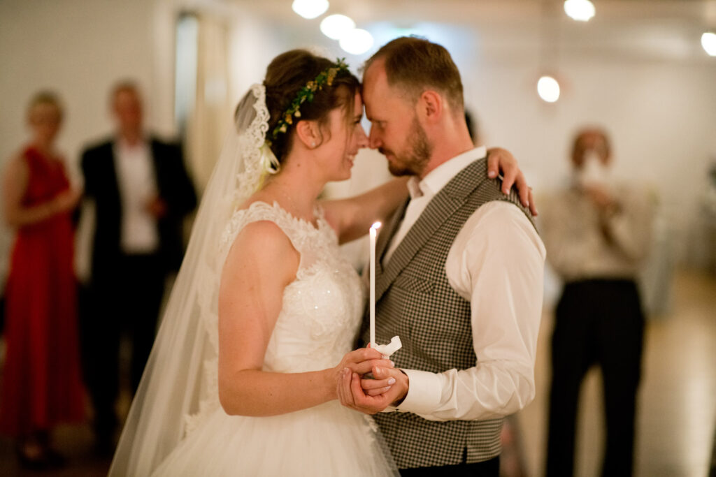 Wedding dance floor with light effects in Poland