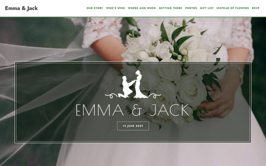 Sample wedding website for Emma and Jack